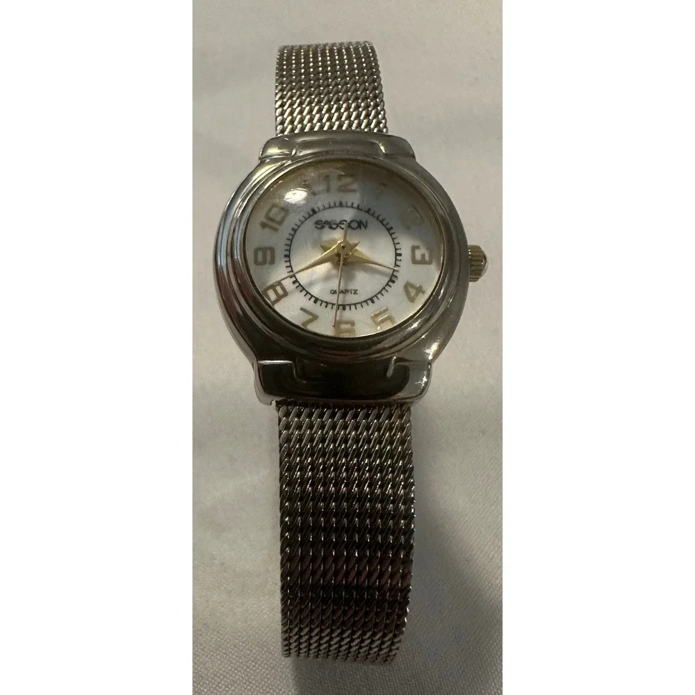 Sasson 1397QB Quartz Watch Silver Tone Mesh Band‎ Ladies Analog Wristwatch